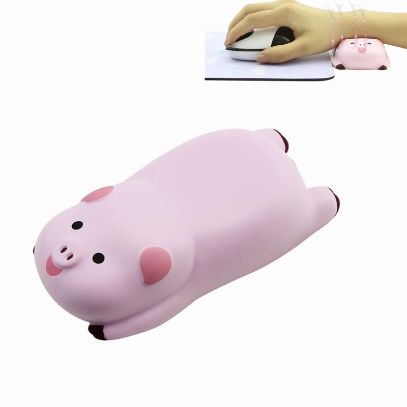 Sunffice Small Wrist Rest Mouse Pad, Mini Cute Pig Ergonomic Mousepad Memory Foam Design Pig Shape Wrist Support Pillow Rest Cushion Mat for Office Computer Laptop,Comfortable and Pain Relief(Pink) - Image 1